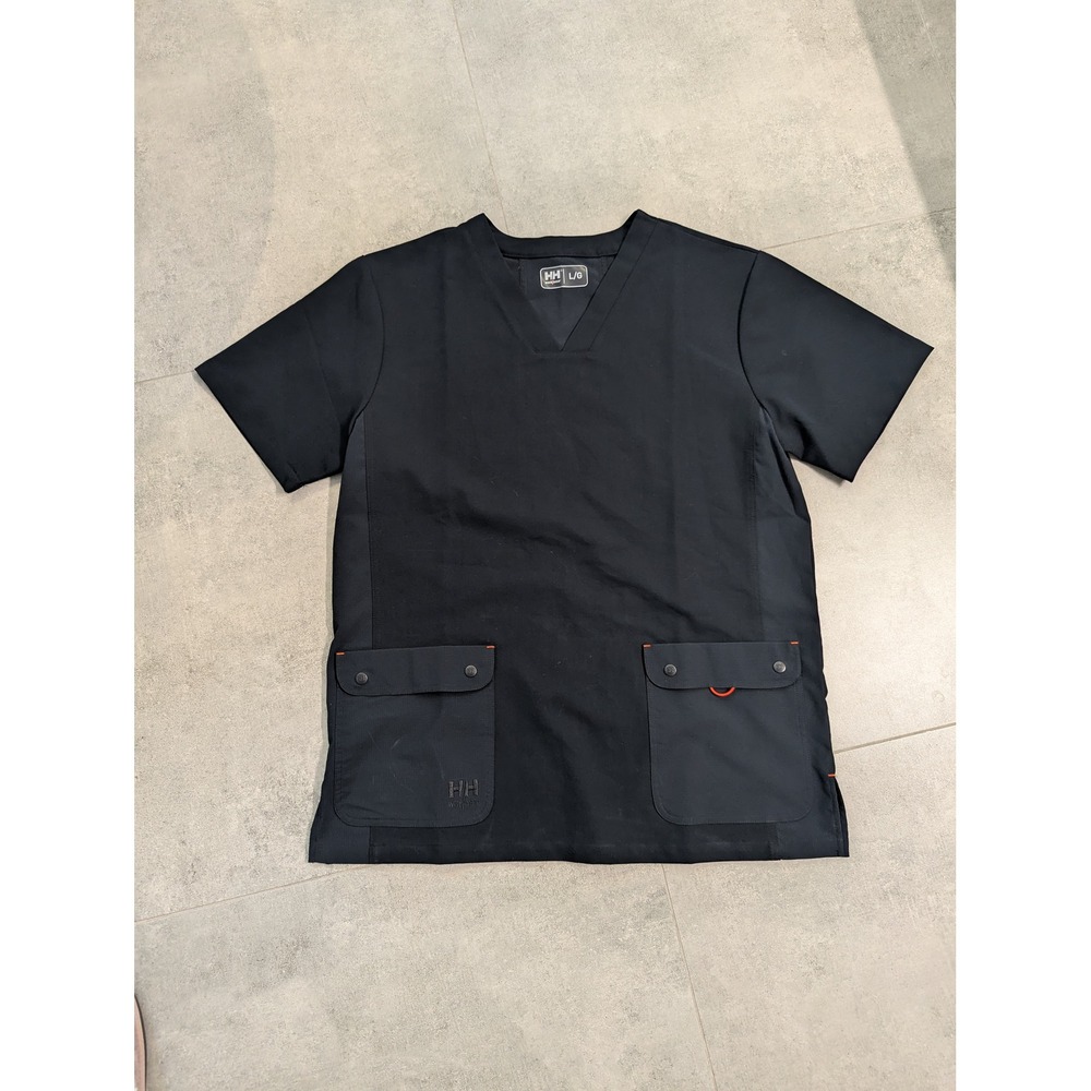Helly Hansen Workwear Mens Scrub Top Large Black V-Neck Utility Pocket